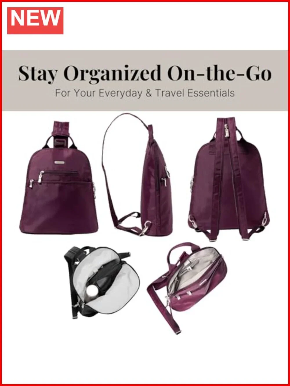 Convertible Backpack Sling Travel Daypack RFID Blocking Lightweight Machine